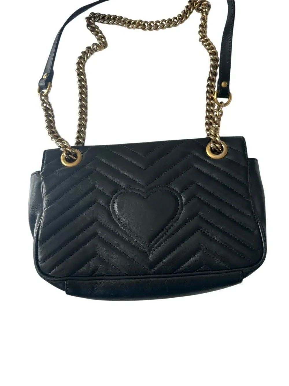 Gucci Marmont Black Quilted GG Chain Shoulder Bag - Picture 2 of 16